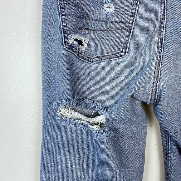 American Eagle Mom Jeans Distressed Medium Wash High Rise Stretch Size 4 Regular - Picture 10 of 13